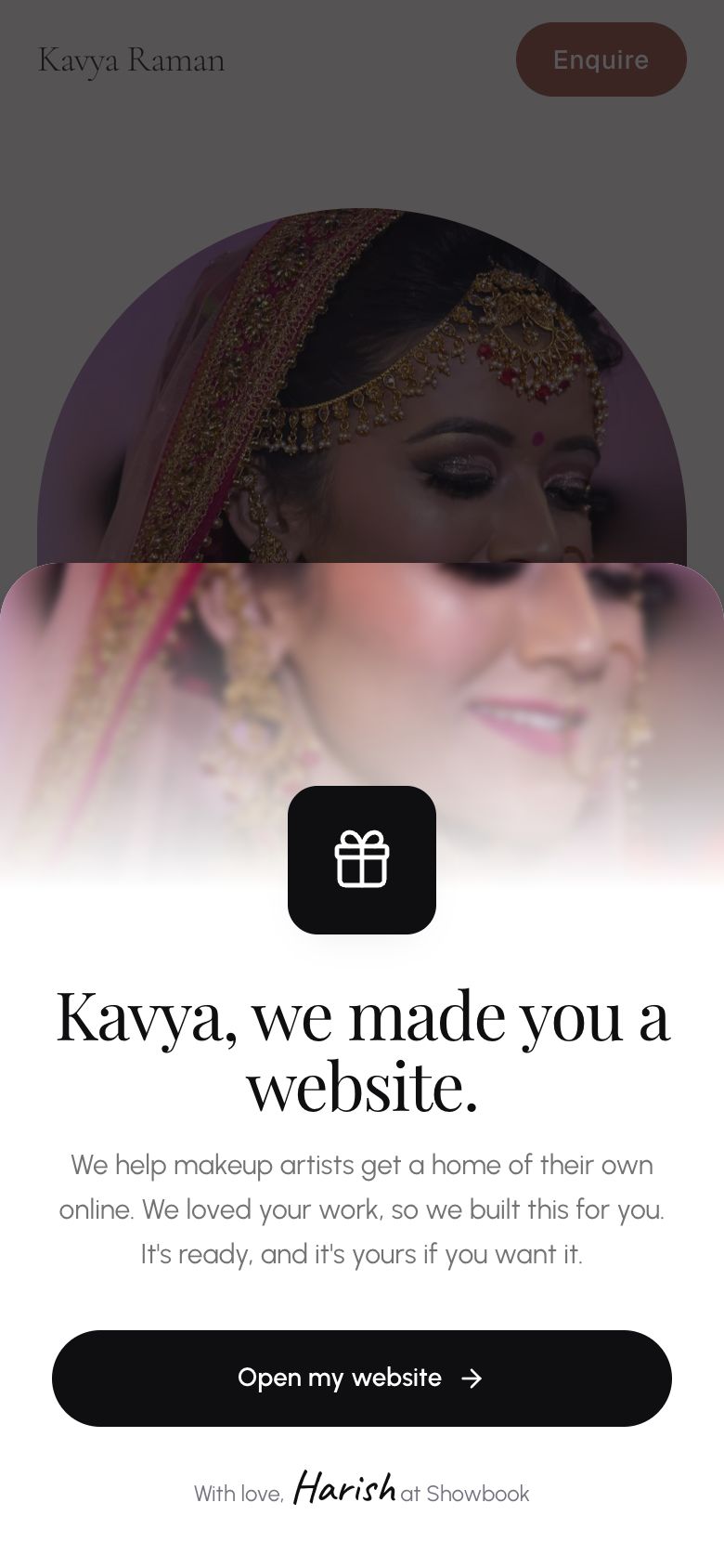 The note that opens with your gift website