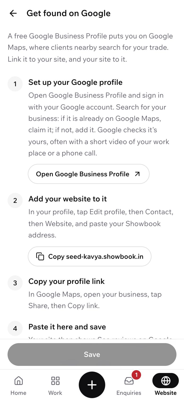 The Get found on Google screen