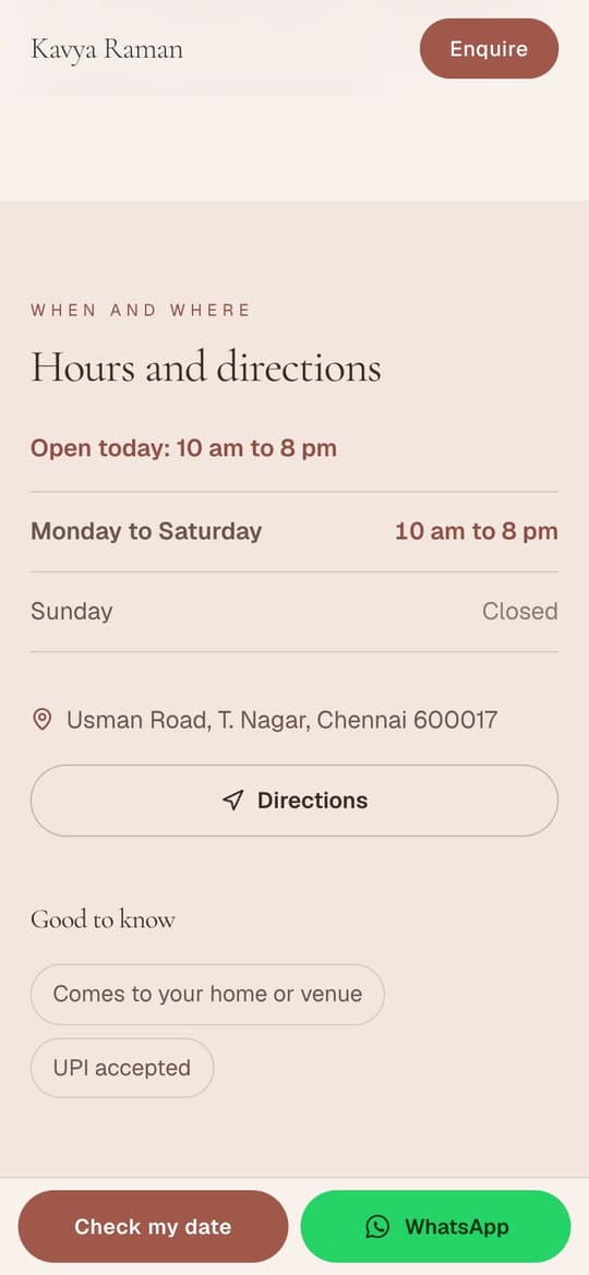 Hours and directions on your site